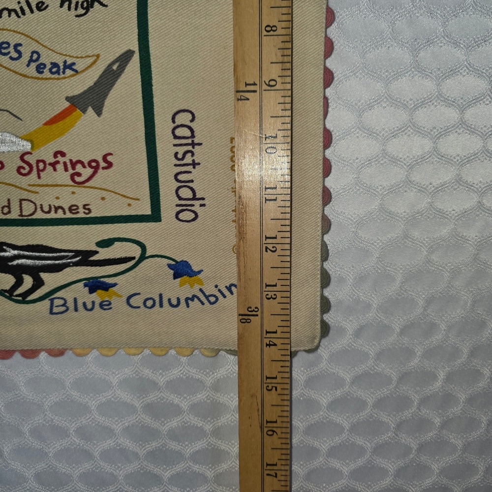 Catstudio State of Colorado Embroidered Placemat Cotton Canvas Map - Picture 3 of 11